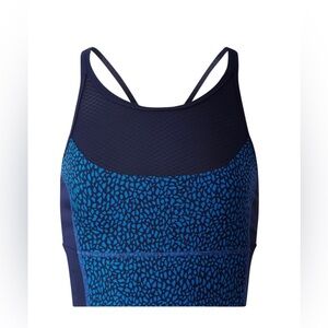 Lululemon Clip In Long Line Bra - Miss Mosaic Lakeside Blue Hero Blue - Size 6